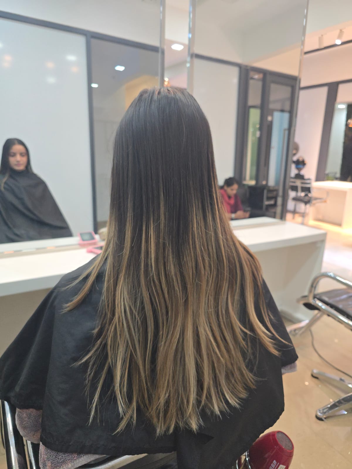 Long hair with soft balayage highlights